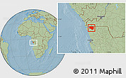 Savanna Style Location Map of Noqui, hill shading