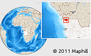 Shaded Relief Location Map of Noqui, highlighted country