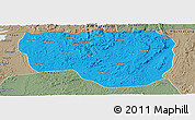 Political Panoramic Map of Noqui, semi-desaturated