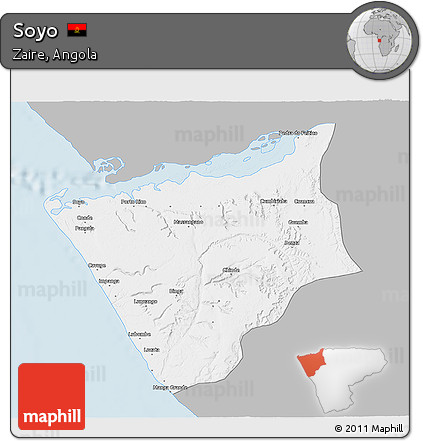 Gray 3D Map of Soyo, single color outside
