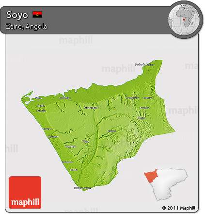 Physical 3D Map of Soyo, cropped outside