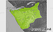 Physical 3D Map of Soyo, darken, desaturated