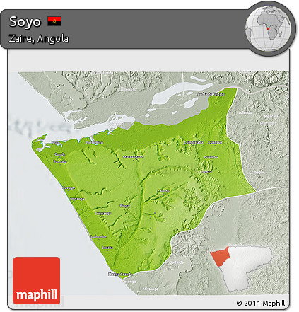 Physical 3D Map of Soyo, lighten, semi-desaturated