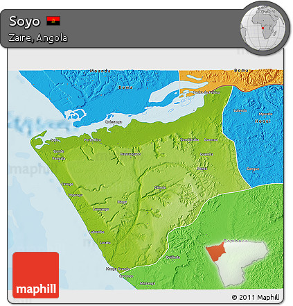 Physical 3D Map of Soyo, political outside