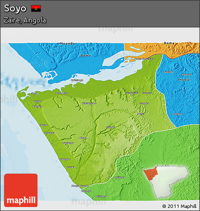 Physical 3D Map of Soyo, political outside