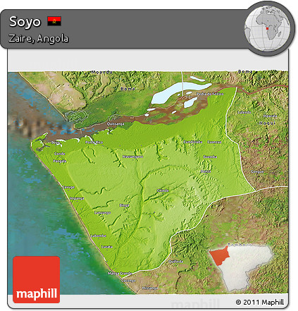 Physical 3D Map of Soyo, satellite outside