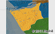 Political 3D Map of Soyo, darken