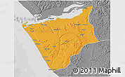 Political 3D Map of Soyo, desaturated