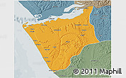 Political 3D Map of Soyo, semi-desaturated