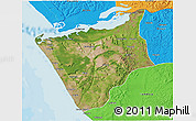 Satellite 3D Map of Soyo, political outside