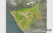 Satellite 3D Map of Soyo, semi-desaturated