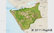 Satellite 3D Map of Soyo, shaded relief outside