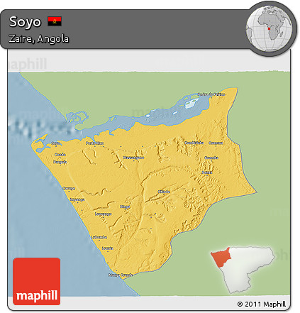 Savanna Style 3D Map of Soyo, single color outside