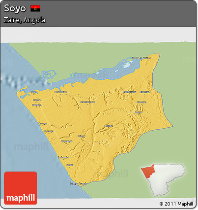Savanna Style 3D Map of Soyo, single color outside
