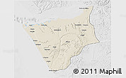 Shaded Relief 3D Map of Soyo, lighten, desaturated