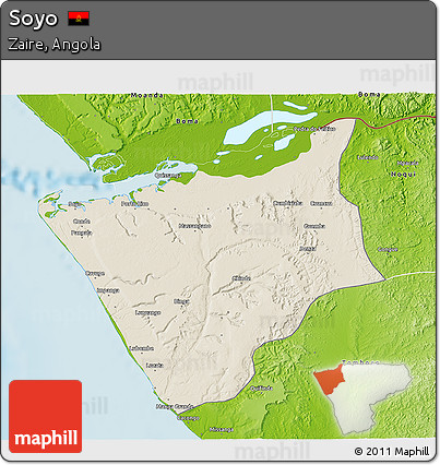Shaded Relief 3D Map of Soyo, physical outside