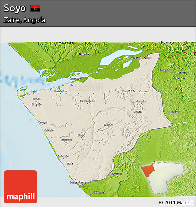 Shaded Relief 3D Map of Soyo, physical outside