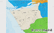 Shaded Relief 3D Map of Soyo, political outside