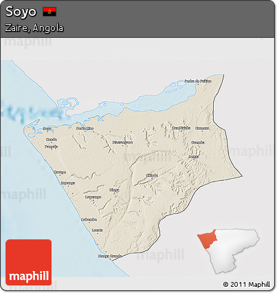 Shaded Relief 3D Map of Soyo, single color outside