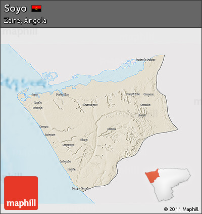 Shaded Relief 3D Map of Soyo, single color outside