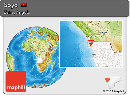 Physical Location Map of Soyo, highlighted country