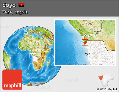 Physical Location Map of Soyo, highlighted country
