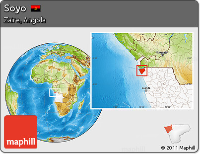 Physical Location Map of Soyo, highlighted country