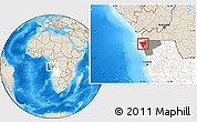Shaded Relief Location Map of Soyo, highlighted country, highlighted parent region