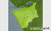 Physical Map of Soyo, darken