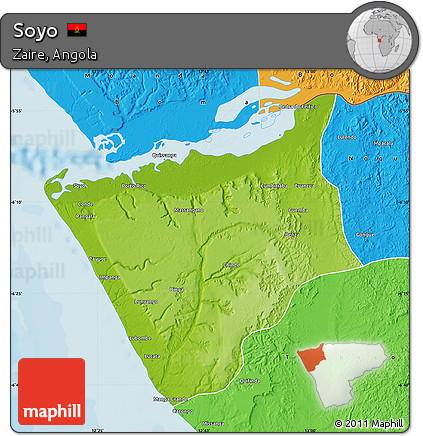 Physical Map of Soyo, political outside