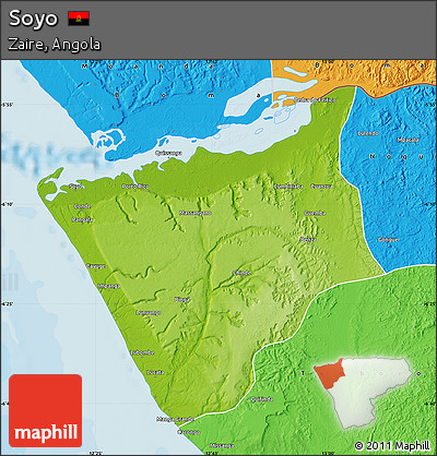 Physical Map of Soyo, political outside