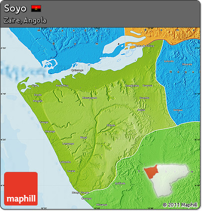 Physical Map of Soyo, political outside