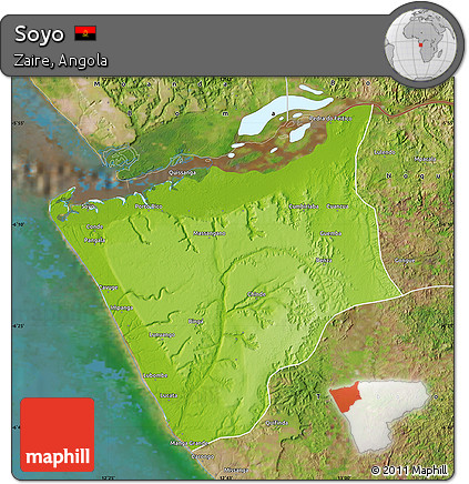 Physical Map of Soyo, satellite outside