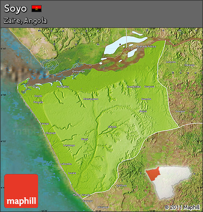 Physical Map of Soyo, satellite outside