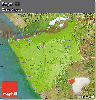 Physical Map of Soyo, satellite outside