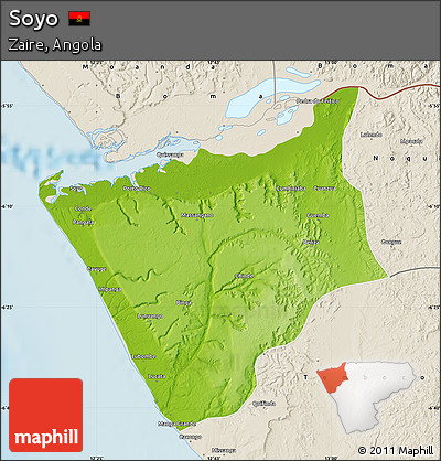 Physical Map of Soyo, shaded relief outside