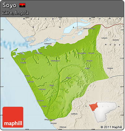 Physical Map of Soyo, shaded relief outside