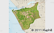 Satellite Map of Soyo, shaded relief outside