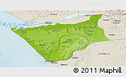 Physical Panoramic Map of Soyo, shaded relief outside