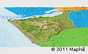 Satellite Panoramic Map of Soyo, political outside