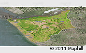 Satellite Panoramic Map of Soyo, semi-desaturated