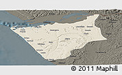 Shaded Relief Panoramic Map of Soyo, darken