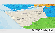 Shaded Relief Panoramic Map of Soyo, political outside