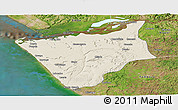 Shaded Relief Panoramic Map of Soyo, satellite outside