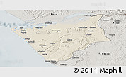 Shaded Relief Panoramic Map of Soyo, semi-desaturated