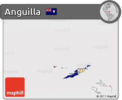 Flag 3D Map of Anguilla, flag centered