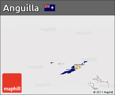 Flag 3D Map of Anguilla, flag centered