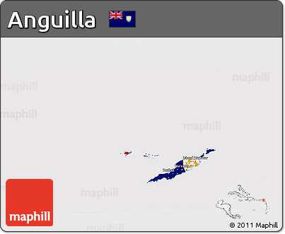Flag 3D Map of Anguilla, flag centered