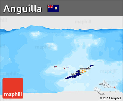Flag 3D Map of Anguilla, single color outside, bathymetry sea