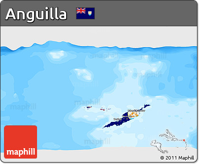 Flag 3D Map of Anguilla, single color outside, bathymetry sea